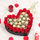 Heart of Red Roses and Ferrero Rocher Chocolates Heart of Red Roses and Ferrero Rocher Chocolates