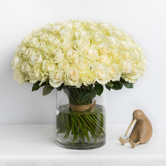 100 White Roses Arrangement
