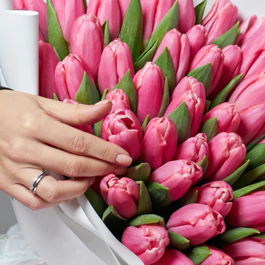 50 Pink Tulips Bouquet