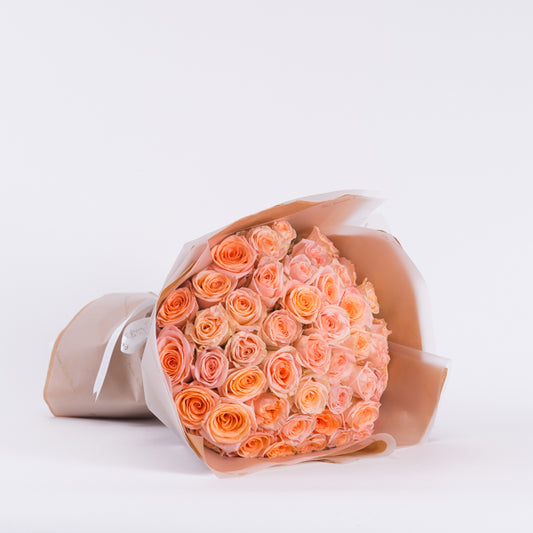 50 Premium Peach Roses Bouquet