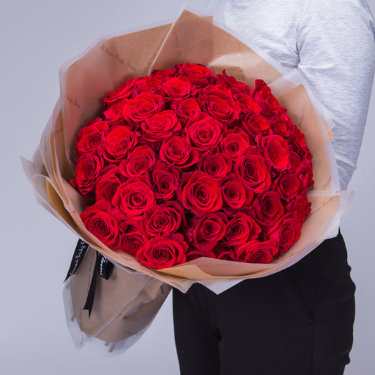 50 Premium Red Roses Bouquet