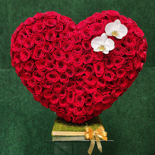 Heart Shaped Red Roses Arrangement