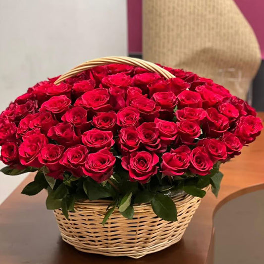 Basket of 50 Red Roses