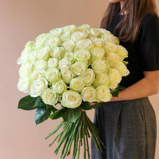 Elegance 50 White Roses Bouquet