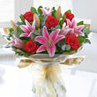 Red Roses & Stargazer Lilies Bouquet