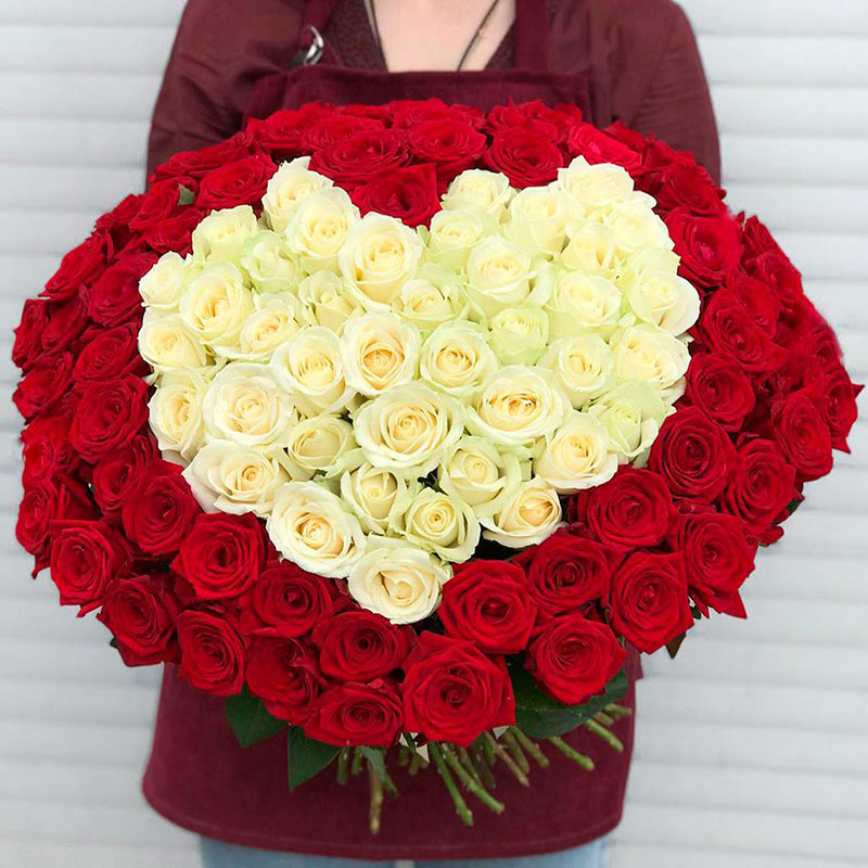 100 Roses Heart Shaped Bouquet