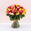 101 Mixed Roses in Vase