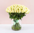 101 White Roses in Vase