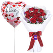 15 Red Roses Bouquet with I Love You Balloon