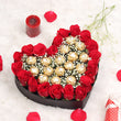 Heart of Red Roses and Ferrero Rocher Chocolates