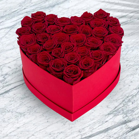 Romantic Red Roses in Heart Shaped Red Box
