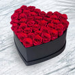 Swetheart Red Roses in Heart Shaped Black Box