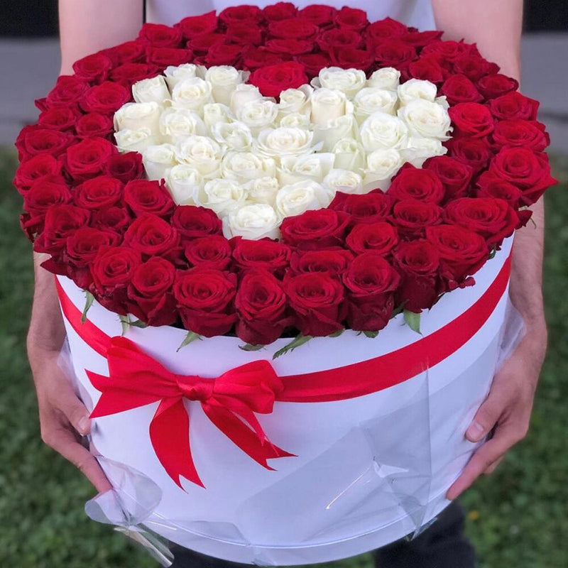 Box of Roses in Heart Shaped Arrangement