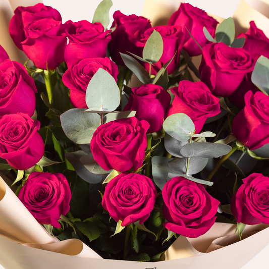 Luxury Dark Pink Roses Bouquet