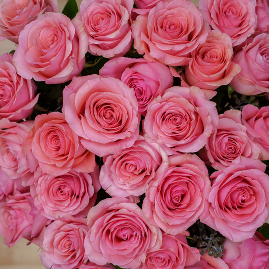 Pink Roses in a Glass Vase