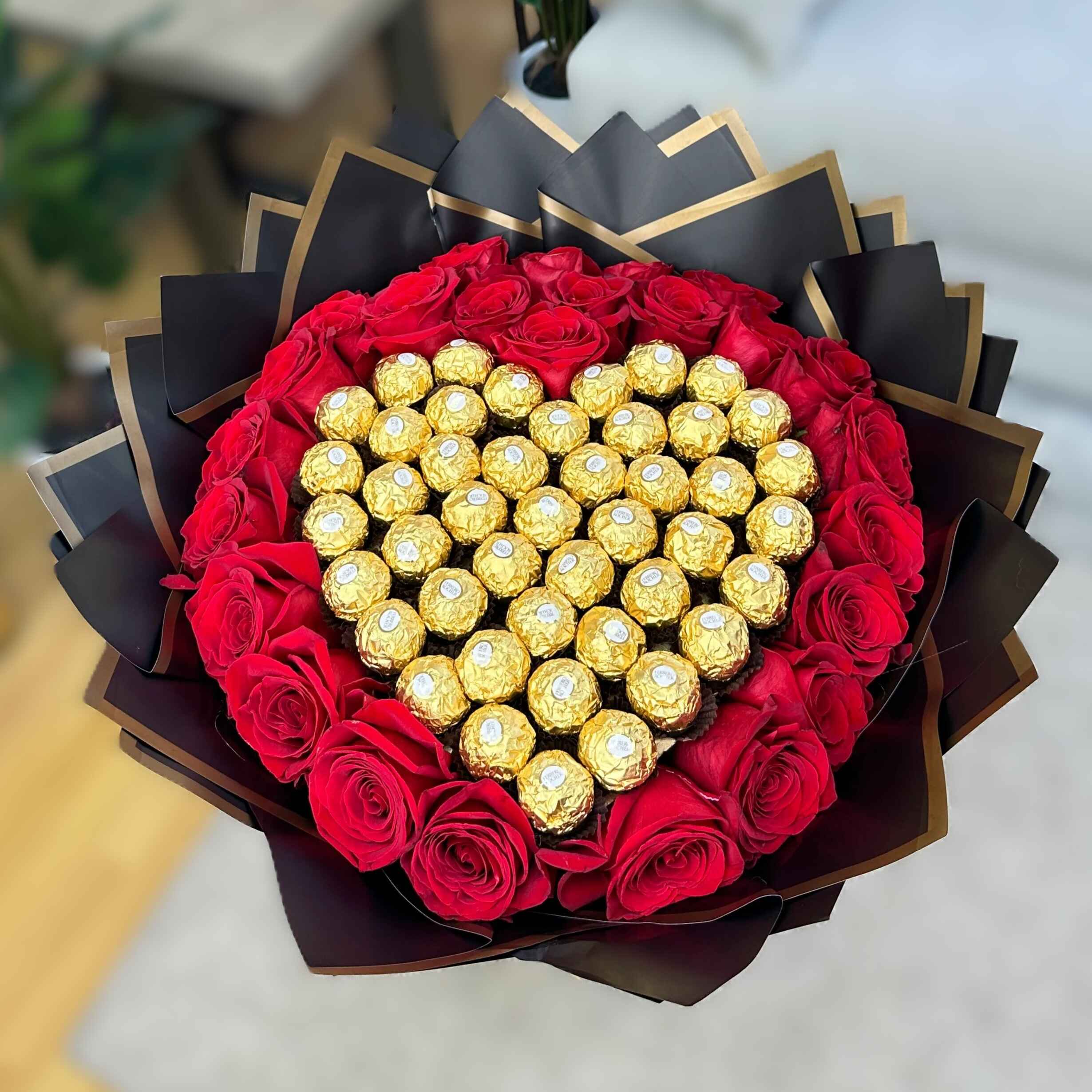 Red Roses & Ferrero Rocher Chocolates Bouquet