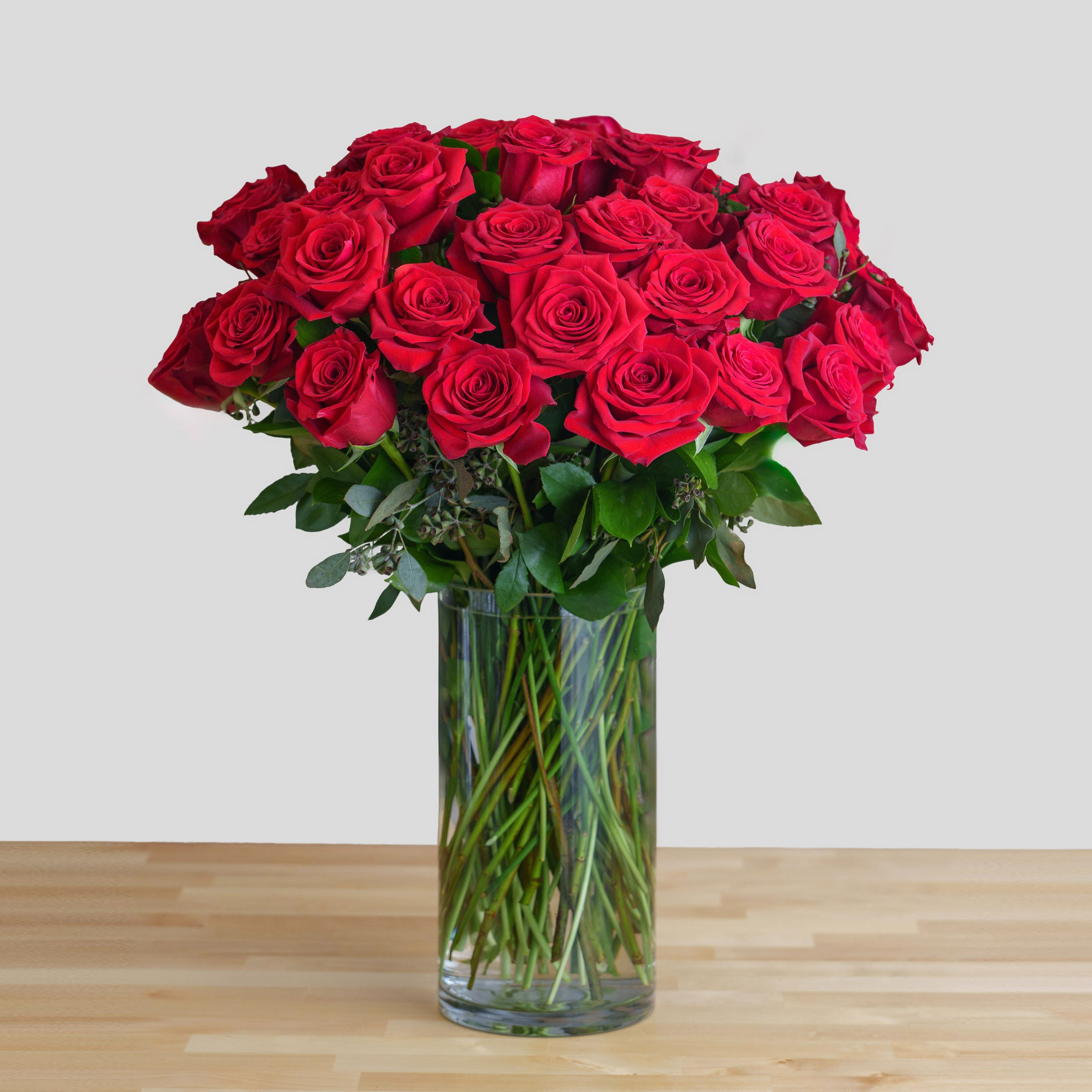 Red Roses in a Glass Vase