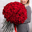 101 Hot Red Rose Hand Tied Bouquet