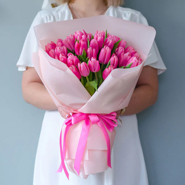 30 Pink Tulips Bouquet