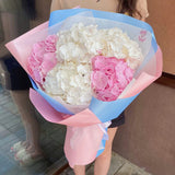 5 Pink and White Hydrangea Bouquet