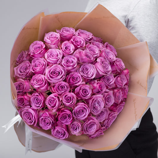 50 Premium Purple Roses Bouquet