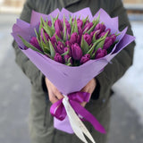 50 Purple Tulips Bouquet