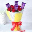 6 Red Roses and 4 Cadbury Dairy Milk Chocolate Bouquet