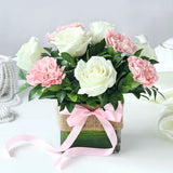 White Roses and Pink Carnation Centerpiece Arrangement