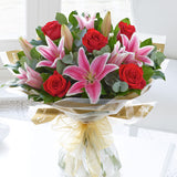 Red Roses & Stargazer Lilies Bouquet